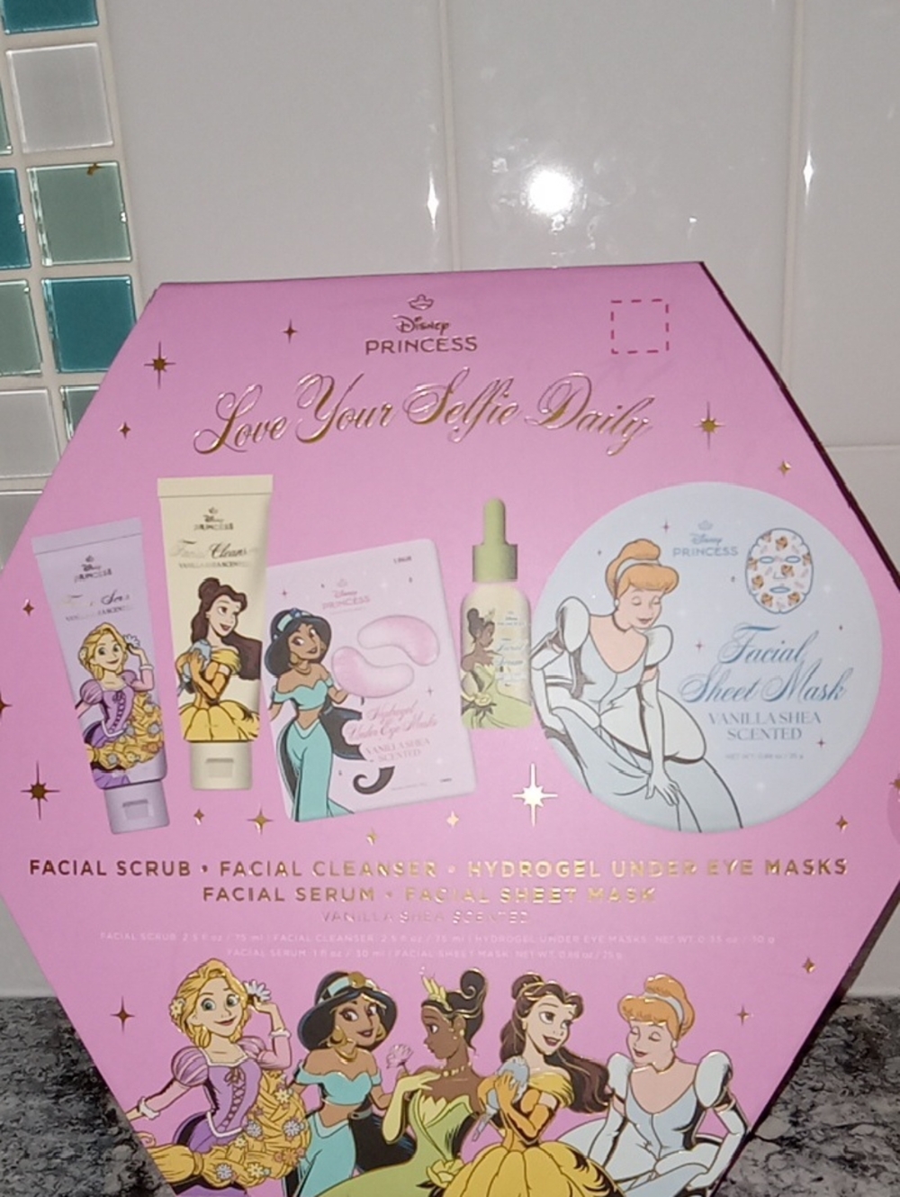 Disney Princess Pink Skincare Gift Set with Gold Accents